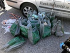 Piia Bergströmin mukaan Sveitsin portaalista roskia kerättiin yhteensä 35 muovikassillista. (PIIA BERGSTRÖM)